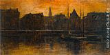 Amsterdam Canvas Paintings - A View of the Prins Hendrikkade with the Schreierstoren, Amsterdam